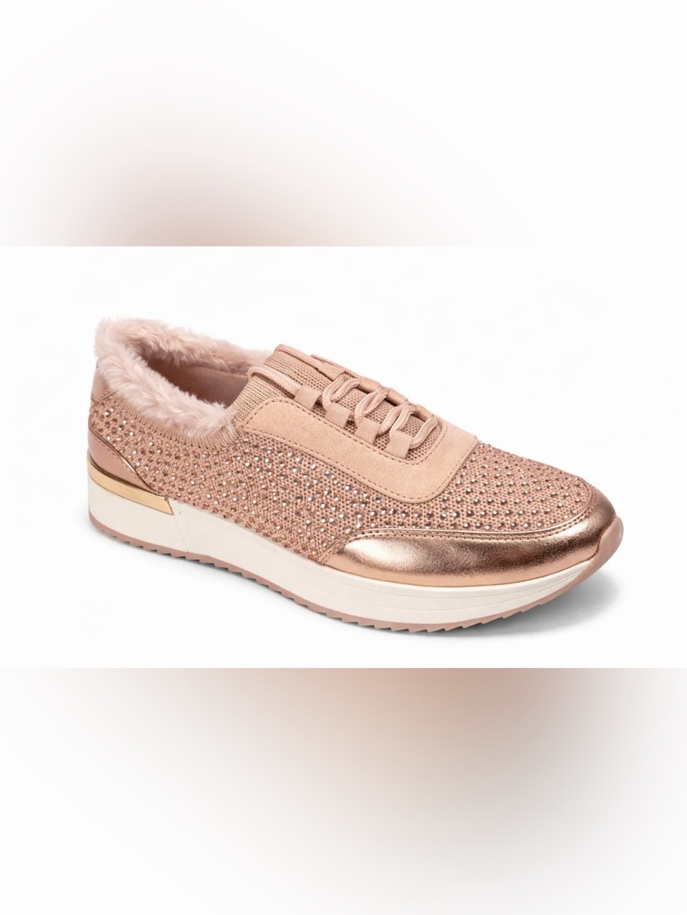 Reaction Kenneth Cole Women's Pink Rhinestone Casual Slip-On Sneakers Size 9.5